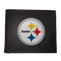 Portefeuille à deux volets brodé en cuir synthétique des Pittsburgh Steelers