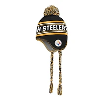 Bonnet en tricot jacquard noir à pompon des Steelers de Pittsburgh pour enfant d'âge préscolaire