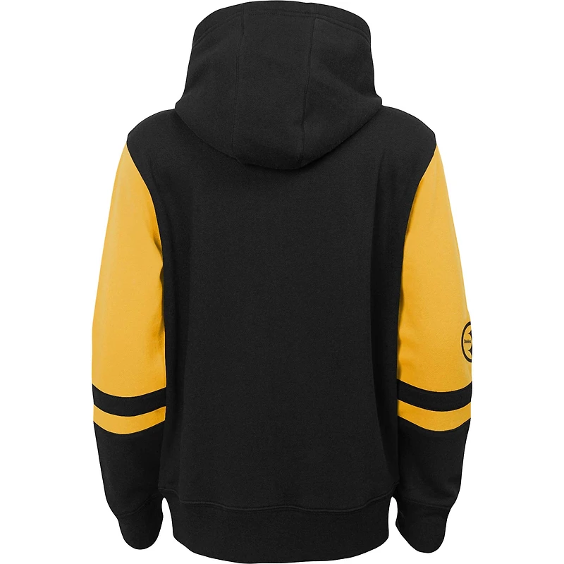 Preschool Black Pittsburgh Steelers Stadium Color Block Full-Zip Hoodie