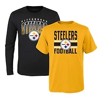 Ensemble combiné de t-shirts préférés des fans Steelers Pittsburgh or/noir préscolaire
