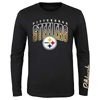 Ensemble combiné de t-shirts préférés des fans Steelers Pittsburgh or/noir préscolaire