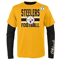 Ensemble combiné de t-shirts préférés des fans Steelers Pittsburgh or/noir préscolaire