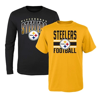Ensemble combiné de t-shirts préférés des fans Steelers Pittsburgh or/noir préscolaire