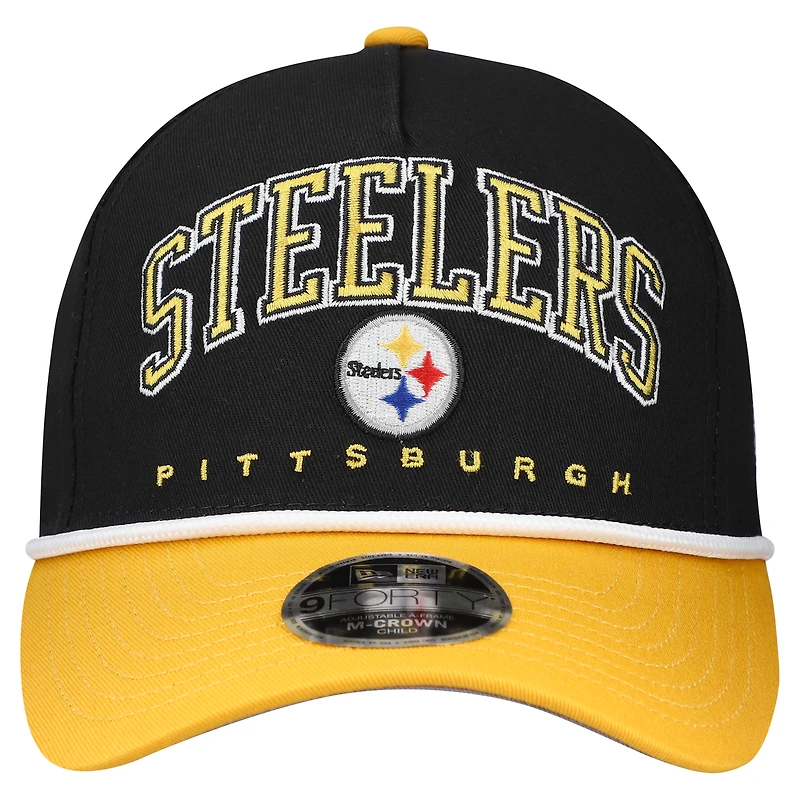 Preschool New Era  Black/Gold Pittsburgh Steelers  Arch COOLERA 9FORTY A-Frame M-Crown Adjustable Hat
