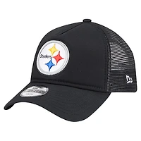 Casquette ajustable New Era noire Pittsburgh Steelers Main A-Frame 9FORTY pour enfants d'âge préscolaire
