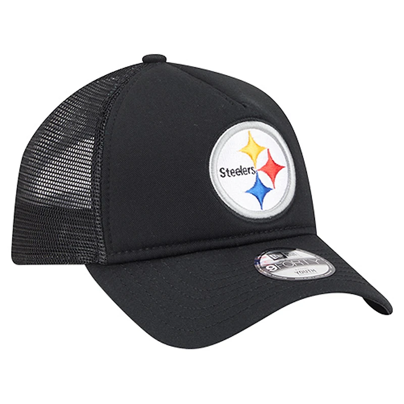 Casquette ajustable New Era noire Pittsburgh Steelers Main A-Frame 9FORTY pour enfants d'âge préscolaire