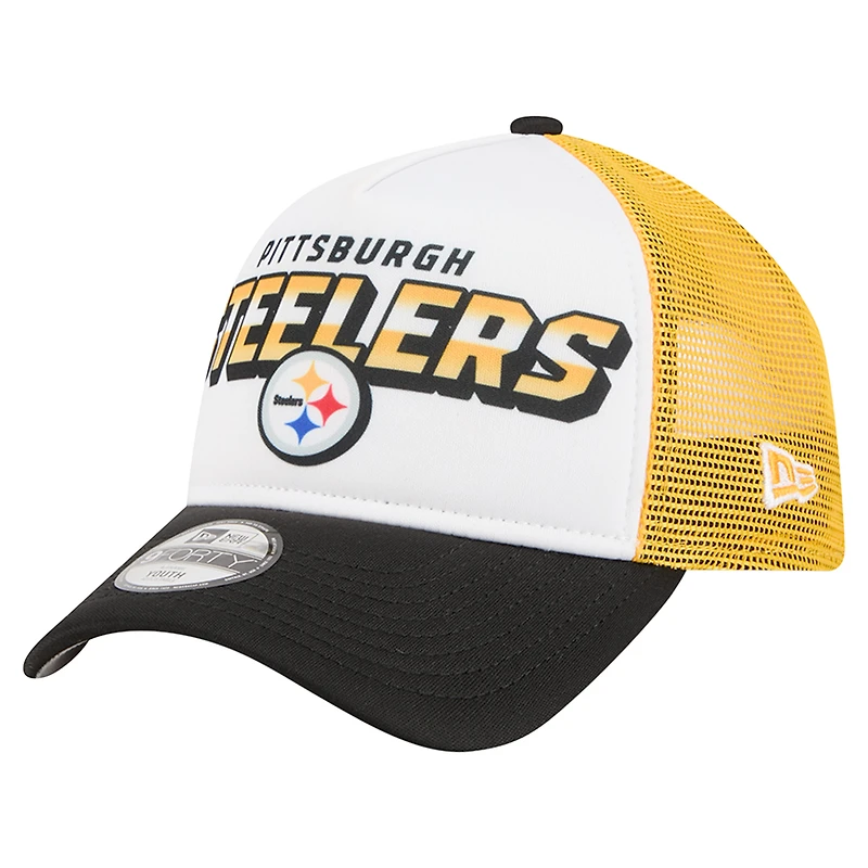 Casquette ajustable 9FORTY A-Frame blanche des Pittsburgh Steelers de New Era pour enfants d'âge préscolaire