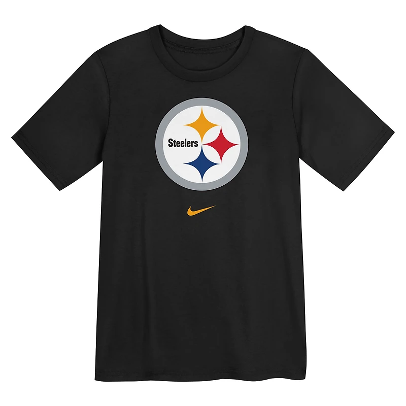 T-shirt Nike noir pour enfant avec logo principal des Pittsburgh Steelers