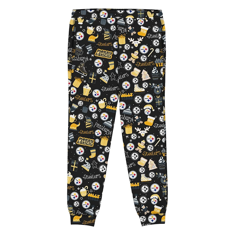 Preschool Outerstuff Black Pittsburgh Steelers Chestnut Holiday Sleep Set