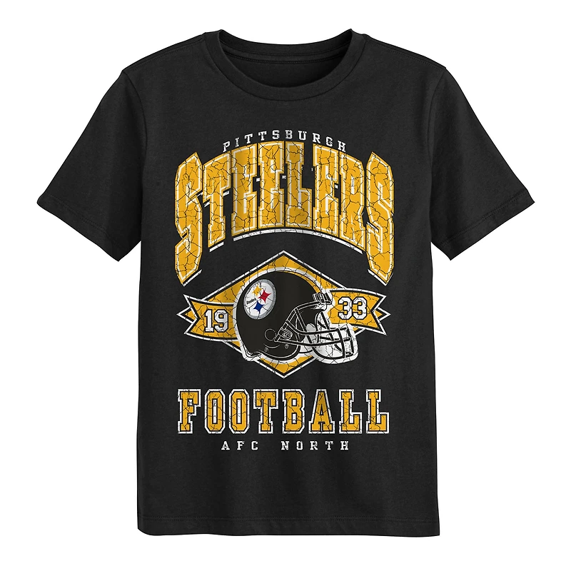 T-shirt noir du coup d'envoi des Pittsburgh Steelers pour enfants d'âge préscolaire Outerstuff
