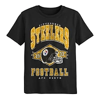T-shirt noir du coup d'envoi des Pittsburgh Steelers pour enfants d'âge préscolaire Outerstuff