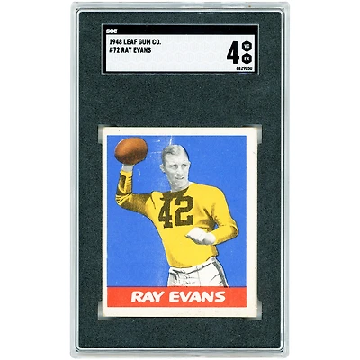 Carte de recrue Ray Evans Pittsburgh Steelers 1948 Leaf Gum Co. n° 72 authentifiée SGC 4