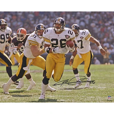 Photo de retour d'interception autographiée par Rod Woodson (Pittsburgh Steelers), 40 x 50 cm