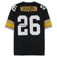 Maillot authentique noir Mitchell & Ness autographié par Rod Woodson des Steelers de Pittsburgh