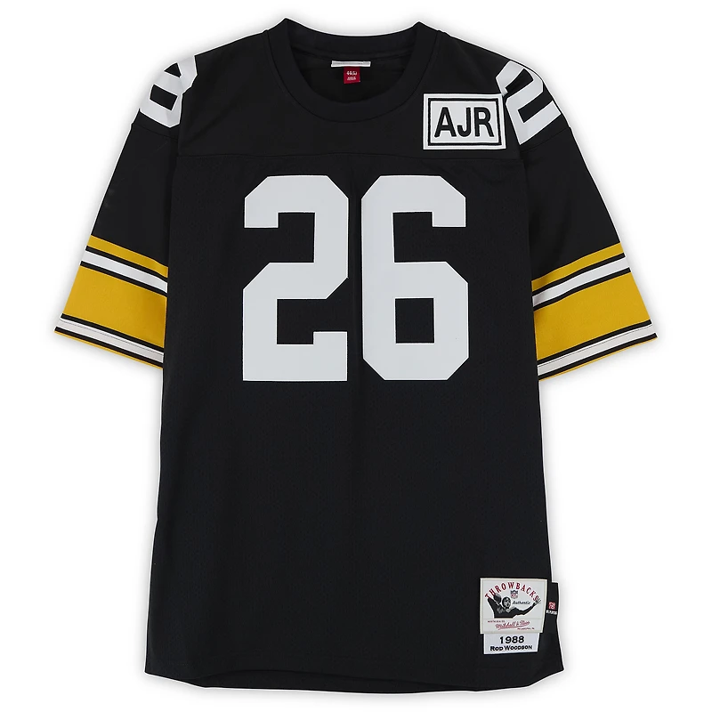 Maillot authentique noir Mitchell & Ness autographié par Rod Woodson des Steelers de Pittsburgh