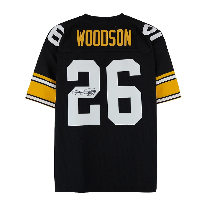 Maillot authentique noir Mitchell & Ness autographié par Rod Woodson des Steelers de Pittsburgh