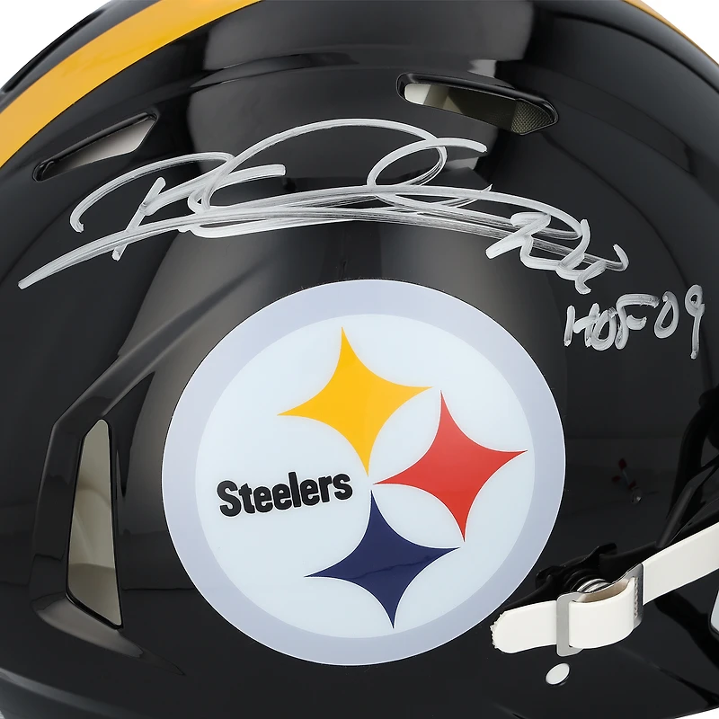 Casque Riddell Speed ​​Authentic autographié par Rod Woodson des Steelers de Pittsburgh avec inscription « HOF 09 »
