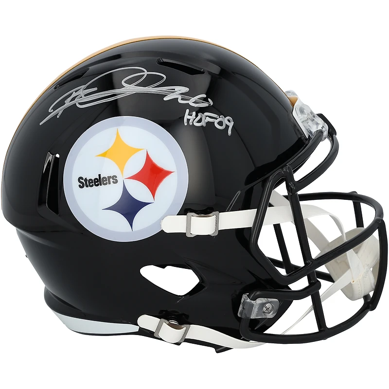 Casque réplique Riddell Speed ​​autographié par Rod Woodson des Steelers de Pittsburgh avec inscription « HOF 09 »