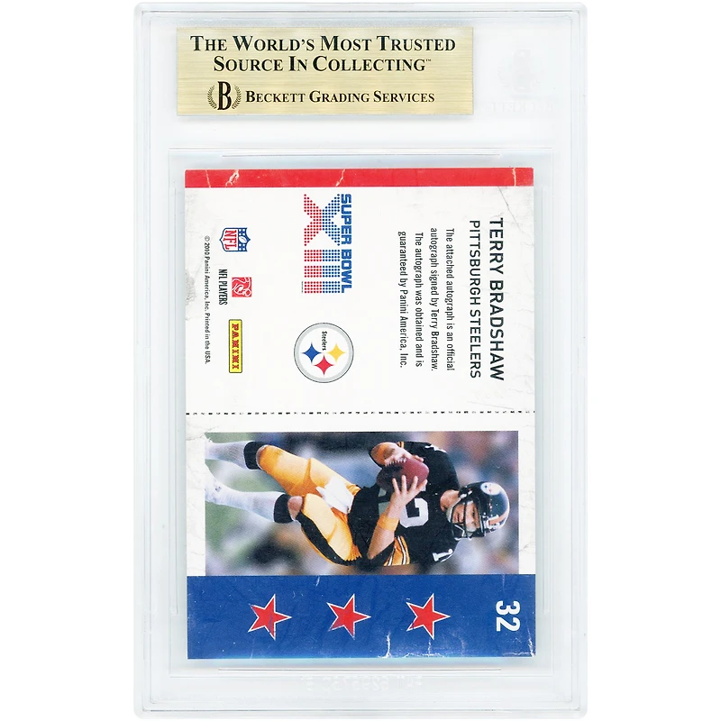 Carte autographiée par Terry Bradshaw (Pittsburgh Steelers) - Collection Panini Playoff Contenders 2010 - Billets pour le Super Bowl n° 32 - Authentifiée BGS 9.5
