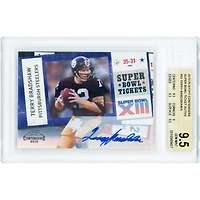 Terry Bradshaw Pittsburgh Steelers Autographed 2010 Panini Playoff Contenders Super Bowl Tickets #32 BGS Authenticated 9.5 Card