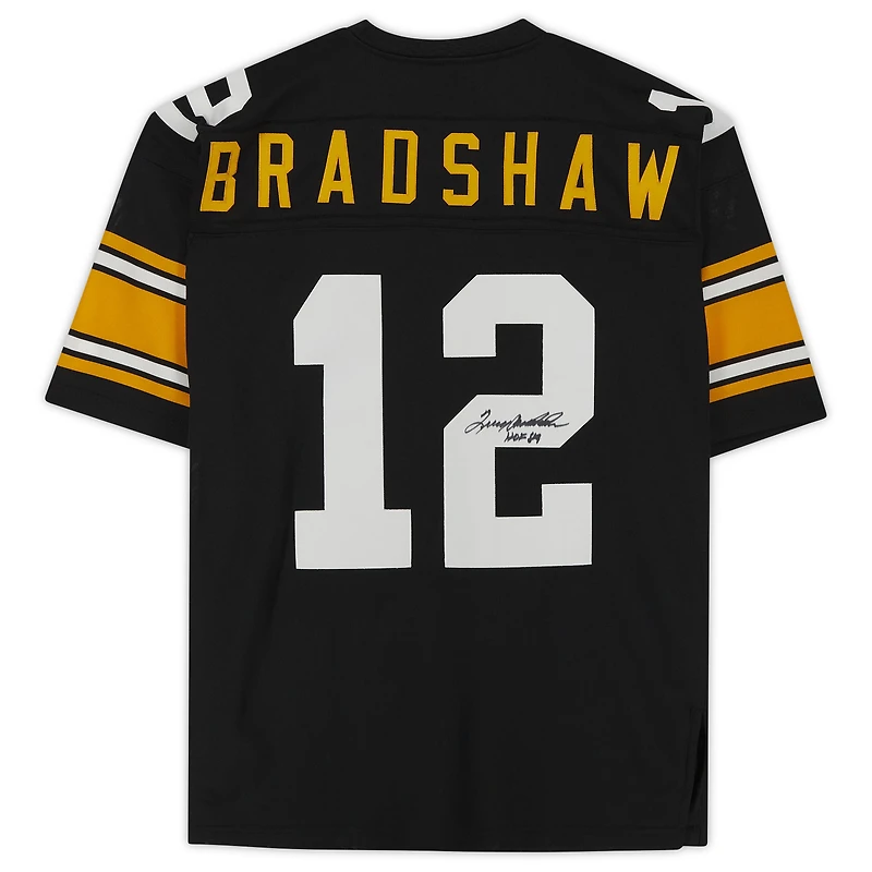 Terry Bradshaw Pittsburgh Steelers Autographed Black Mitchell & Ness Authentic Jersey with "HOF 89" Inscription