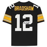 Terry Bradshaw Pittsburgh Steelers Autographed Mitchell & Ness Throwback Black Replica Jersey with "HOF 89" Inscription