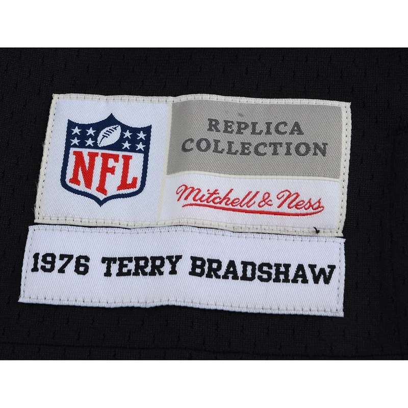 Terry Bradshaw Pittsburgh Steelers Autographed Mitchell & Ness Throwback Black Replica Jersey with "HOF 89" Inscription