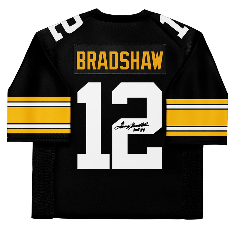 Terry Bradshaw Pittsburgh Steelers Autographed Mitchell & Ness Throwback Black Replica Jersey with "HOF 89" Inscription
