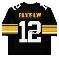 Terry Bradshaw Pittsburgh Steelers Autographed Mitchell & Ness Throwback Black Replica Jersey with "HOF 89" Inscription