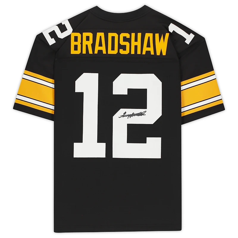 Terry Bradshaw Pittsburgh Steelers Autographed Mitchell & Ness Throwback Black Replica Jersey