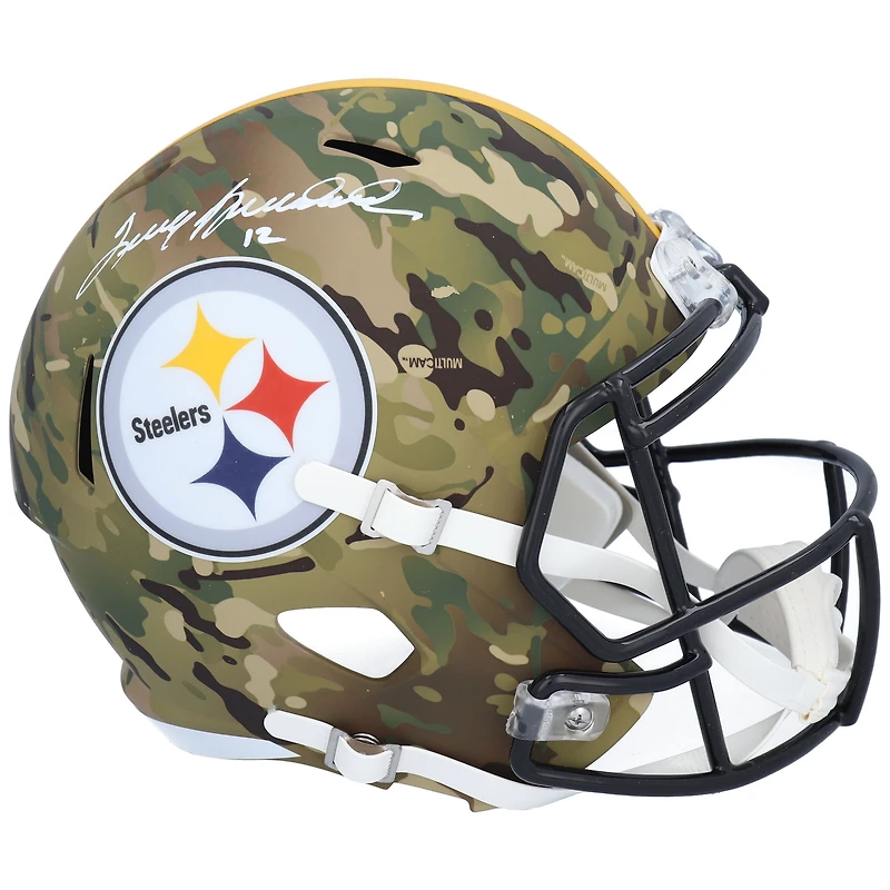 Casque réplique autographié Riddell CAMO Alternate Speed ​​des Pittsburgh Steelers par Terry Bradshaw