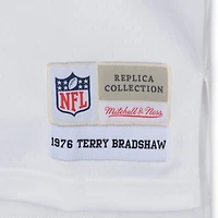 Terry Bradshaw Pittsburgh Steelers Autographed White Mitchell & Ness Replica Jersey with "HOF 89" Inscription