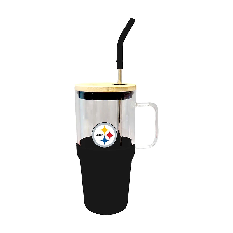 The Memory Company Pittsburgh Steelers 40oz. Glass Tumbler with Silicone Snack Tray