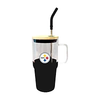 The Memory Company Pittsburgh Steelers 40oz. Glass Tumbler with Silicone Snack Tray