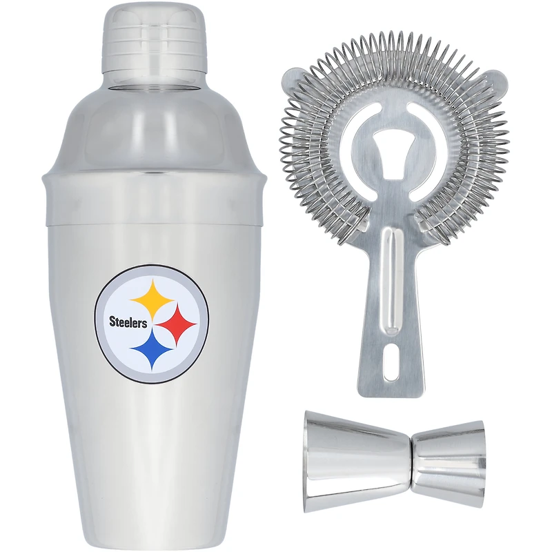 The Memory Company Pittsburgh Steelers Ensemble shaker, passoire et doseur en acier inoxydable