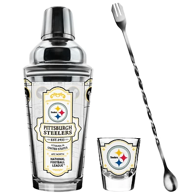 The Sports Vault Pittsburgh Steelers Ensemble de cinq verres à shot et verres à mélange pour barman