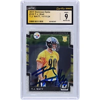 Carte de recrue Panini Donruss Optic #122 autographiée 2017 des Pittsburgh Steelers par T.J. Watt, témoin des fanatiques de CGC, authentifiée 9/10