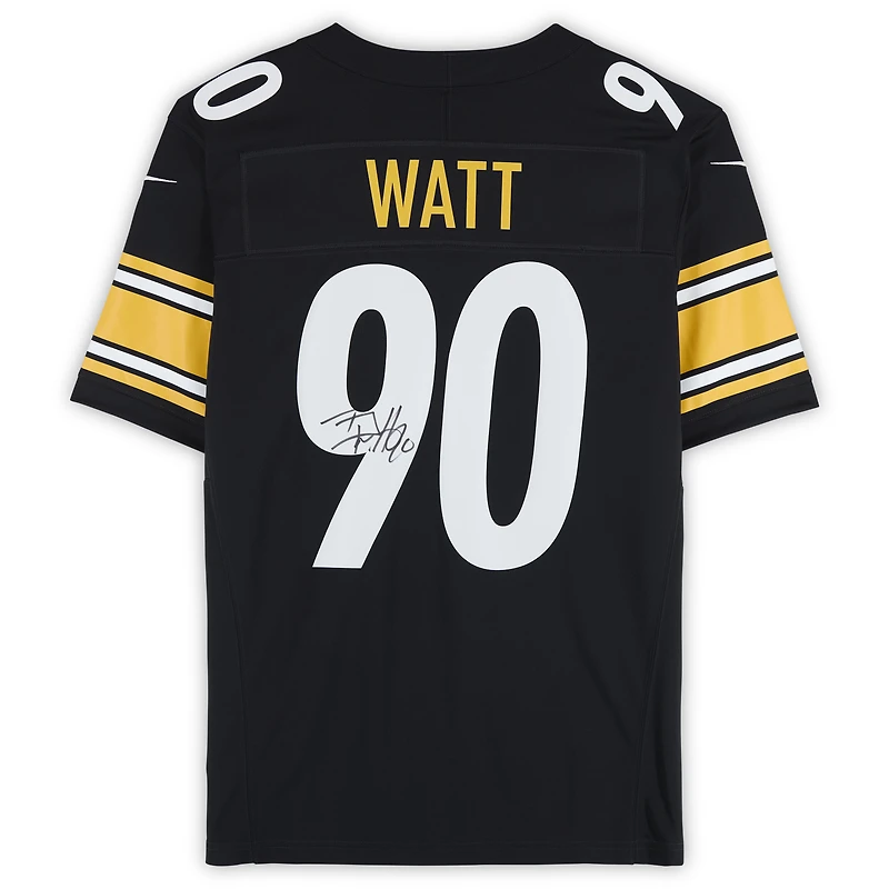 Maillot Nike Vapor F.U.S.E. noir dédicacé par T.J. Watt des Pittsburgh Steelers