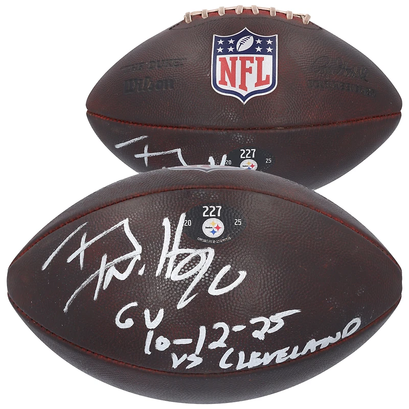 T.J. Watt Pittsburgh Steelers Autographed Game-Used Football vs. Cleveland Browns on October 12, 2025 with "GU 10-12-25 vs Cleveland" Inscription - #227