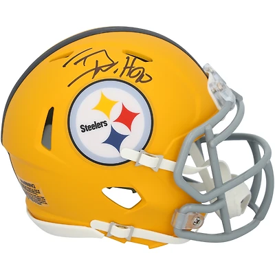 Mini-casque Riddell 2025 Alternate Speed ​​autographié par T.J. Watt des Steelers de Pittsburgh