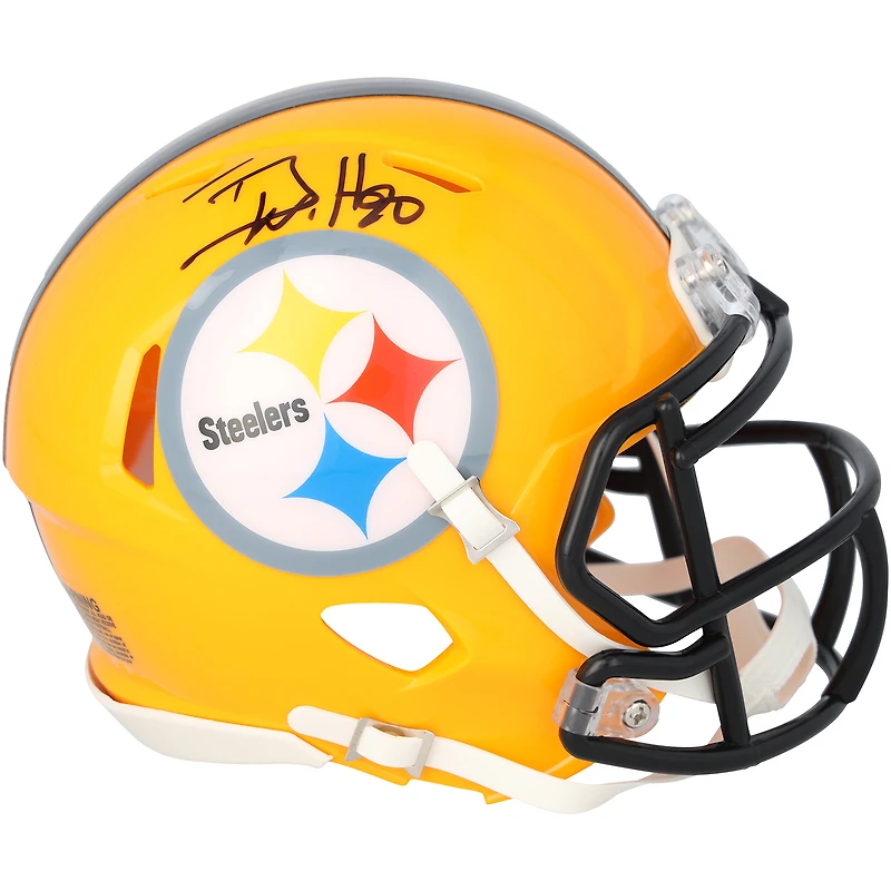 T.J. Watt Pittsburgh Steelers Autographed Riddell Gold Throwback Speed Mini Helmet