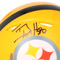 T.J. Watt Pittsburgh Steelers Autographed Riddell Gold Throwback Speed Mini Helmet