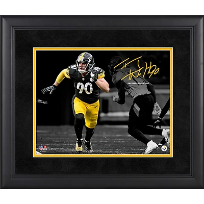 Photographie encadrée de 11" x 14 " de TJ Watt, signature fac-similé des Steelers de Pittsburgh