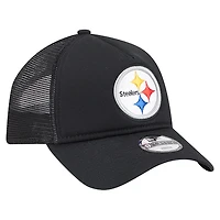 Casquette ajustable New Era noire pour tout-petits, modèle Main 9FORTY A-Frame Trucker des Pittsburgh Steelers