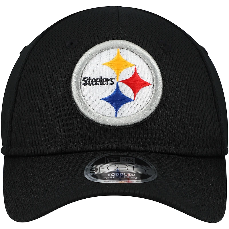 Casquette ajustable Main 9FORTY noire des Pittsburgh Steelers de New Era pour tout-petit