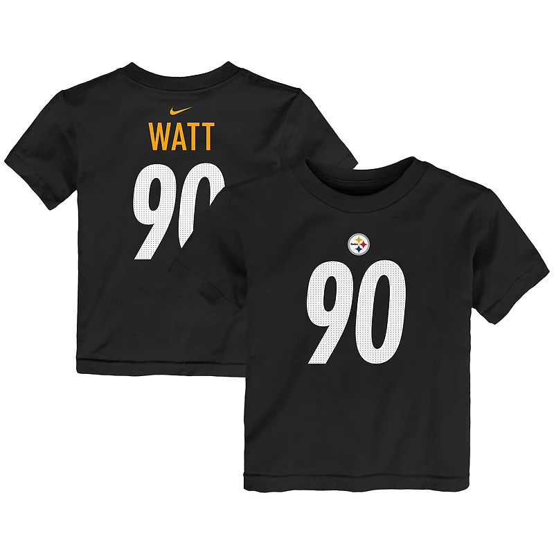T-shirt Nike T.J. Watt pour tout-petit, noir, avec nom et numéro du joueur des Steelers de Pittsburgh