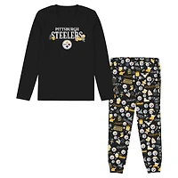Ensemble de nuit pour tout-petits Outerstuff Black Pittsburgh Steelers Chestnut Holiday