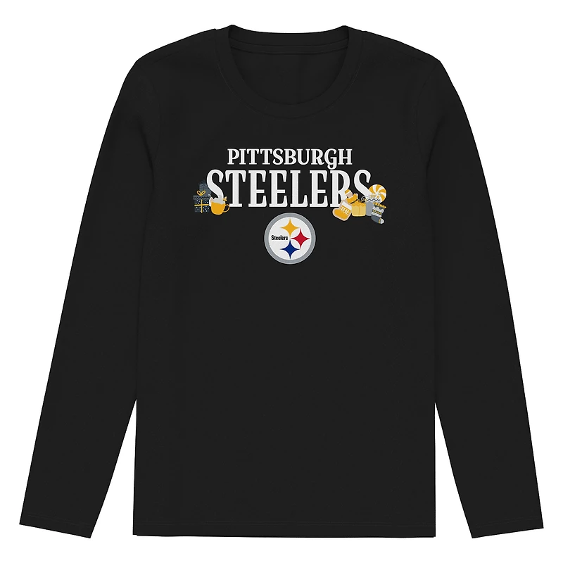 Ensemble de nuit pour tout-petits Outerstuff Black Pittsburgh Steelers Chestnut Holiday