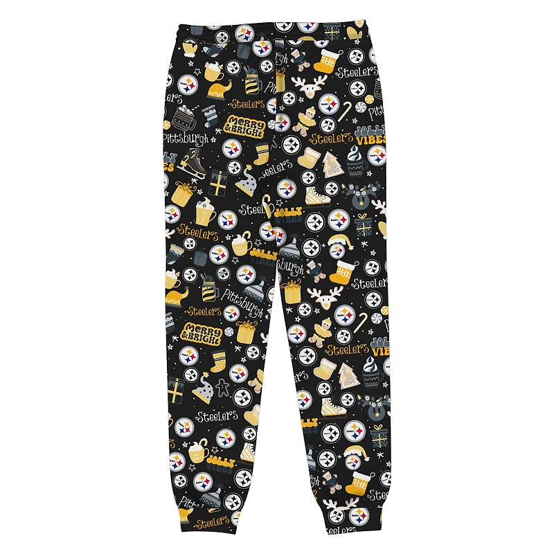 Toddler Outerstuff Black Pittsburgh Steelers Chestnut Holiday Sleep Set