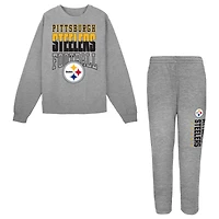Ensemble sweat-shirt et pantalon Pittsburgh Steelers gris chiné pour tout-petit
